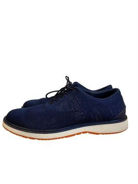 Swims Mens Navy Blue Knit Lace-Up Sneakers With White & Orange Sole Oxford 10